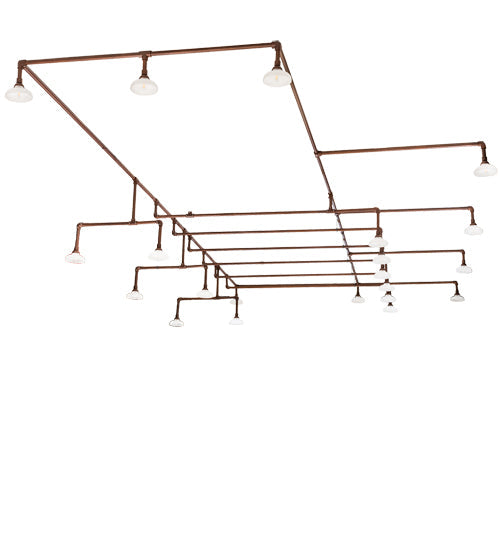 Meyda Lighting PipeDream 312" 21-Light Copper Over Nickel Chandelier With Clear Prismatic Shade Glass