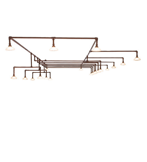 Meyda Lighting PipeDream 312" 21-Light Copper Over Nickel Chandelier With Clear Prismatic Shade Glass