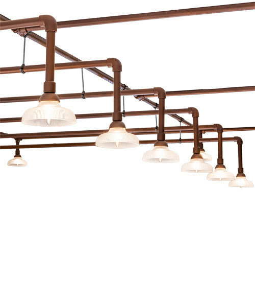 Meyda Lighting PipeDream 312" 21-Light Copper Over Nickel Chandelier With Clear Prismatic Shade Glass