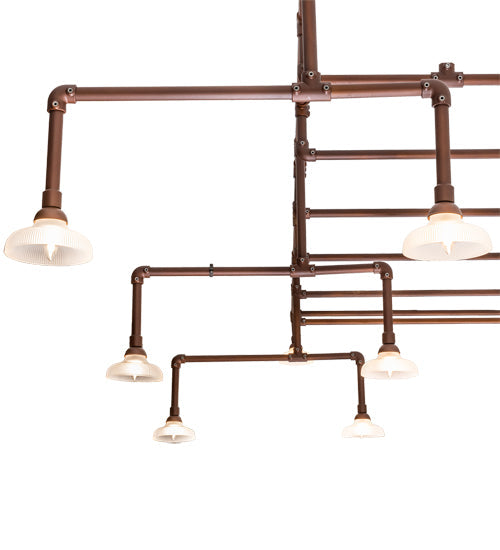 Meyda Lighting PipeDream 312" 21-Light Copper Over Nickel Chandelier With Clear Prismatic Shade Glass
