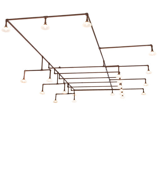 Meyda Lighting PipeDream 312" 21-Light Copper Over Nickel Chandelier With Clear Prismatic Shade Glass