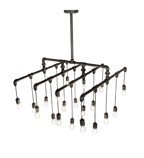 Meyda Lighting PipeDream 36"Sq 20-Light Wrought Iron Alva Cascading Pendant Light