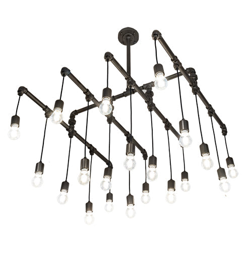Meyda Lighting PipeDream 36"Sq 20-Light Wrought Iron Alva Cascading Pendant Light