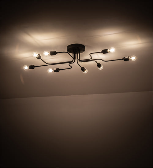 Meyda Lighting PipeDream 44" 8-Light Wrought Iron Alva Flush Mount Light