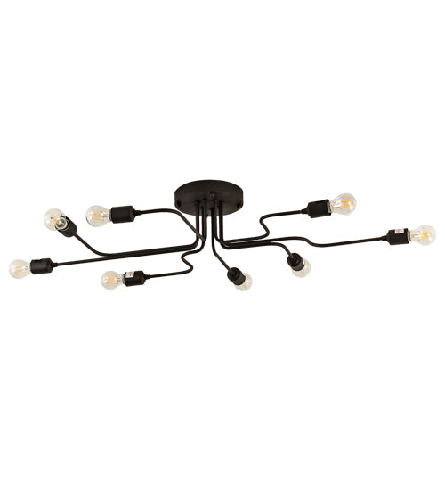 Meyda Lighting PipeDream 44" 8-Light Wrought Iron Alva Flush Mount Light