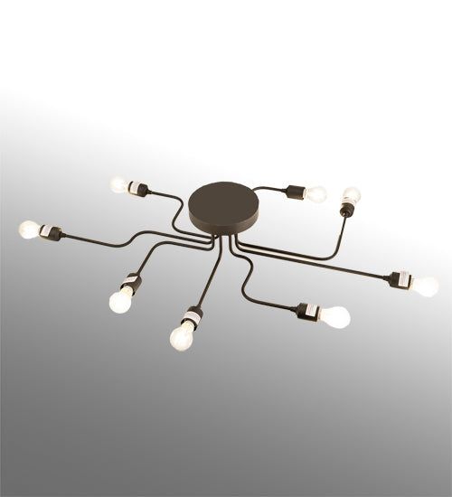 Meyda Lighting PipeDream 44" 8-Light Wrought Iron Alva Flush Mount Light