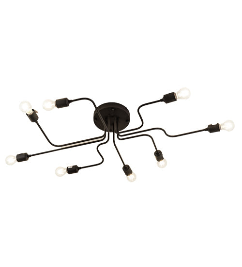 Meyda Lighting PipeDream 44" 8-Light Wrought Iron Alva Flush Mount Light