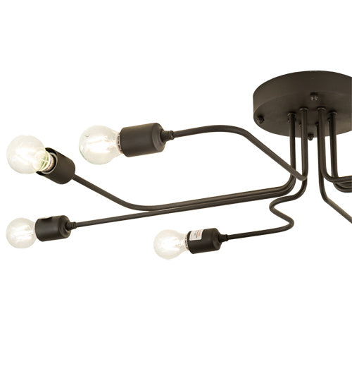 Meyda Lighting PipeDream 44" 8-Light Wrought Iron Alva Flush Mount Light