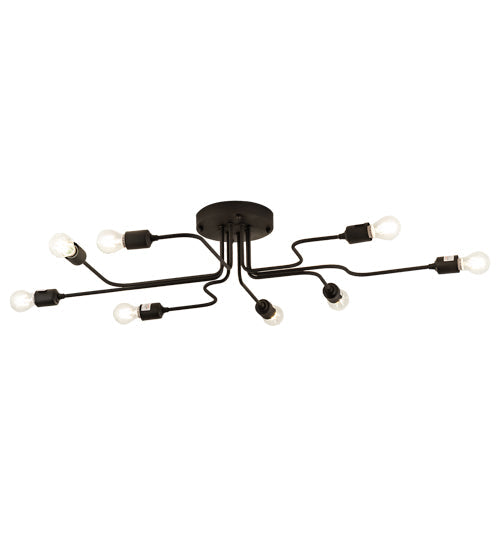 Meyda Lighting PipeDream 44" 8-Light Wrought Iron Alva Flush Mount Light