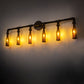 Meyda Lighting PipeDream 48" 6-Light Raw Steel Wall Sconce With Amber Bottle Shade Glass
