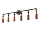 Meyda Lighting PipeDream 48" 6-Light Raw Steel Wall Sconce With Amber Bottle Shade Glass