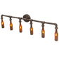Meyda Lighting PipeDream 48" 6-Light Raw Steel Wall Sconce With Amber Bottle Shade Glass