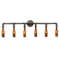 Meyda Lighting PipeDream 48" 6-Light Raw Steel Wall Sconce With Amber Bottle Shade Glass