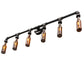 Meyda Lighting PipeDream 48" 6-Light Raw Steel Wall Sconce With Amber Bottle Shade Glass