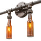 Meyda Lighting PipeDream 48" 6-Light Raw Steel Wall Sconce With Amber Bottle Shade Glass