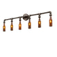Meyda Lighting PipeDream 48" 6-Light Raw Steel Wall Sconce With Amber Bottle Shade Glass