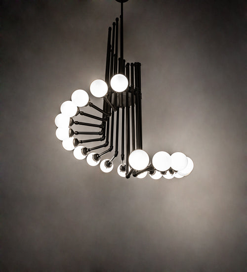 Meyda Lighting PipeDream 50" 20-Light Oil Rubbed Bronze Cascading Chandelier With White Opal Shade Glass