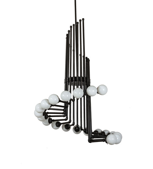 Meyda Lighting PipeDream 50" 20-Light Oil Rubbed Bronze Cascading Chandelier With White Opal Shade Glass