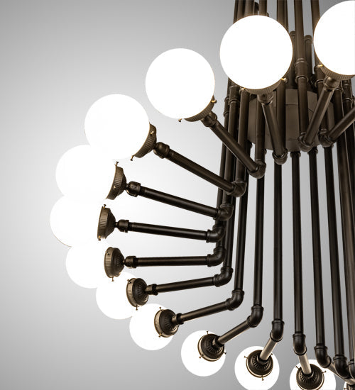 Meyda Lighting PipeDream 50" 20-Light Oil Rubbed Bronze Cascading Chandelier With White Opal Shade Glass
