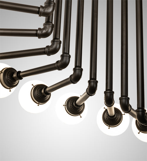 Meyda Lighting PipeDream 50" 20-Light Oil Rubbed Bronze Cascading Chandelier With White Opal Shade Glass