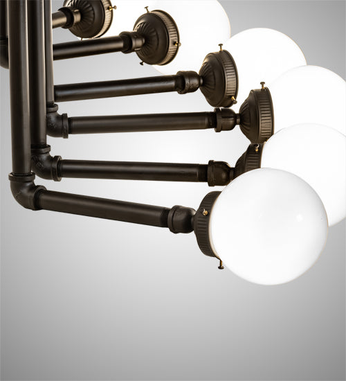 Meyda Lighting PipeDream 50" 20-Light Oil Rubbed Bronze Cascading Chandelier With White Opal Shade Glass