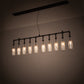 Meyda Lighting PipeDream 75" 10-Light Wrought Iron Pendant Light With Clear Bottle Shade Glass