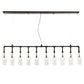 Meyda Lighting PipeDream 75" 10-Light Wrought Iron Pendant Light With Clear Bottle Shade Glass