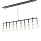 Meyda Lighting PipeDream 75" 10-Light Wrought Iron Pendant Light With Clear Bottle Shade Glass