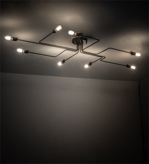 Meyda Lighting PipeDream Alva 79" 8-Light Wrought Iron Flush Mount Light