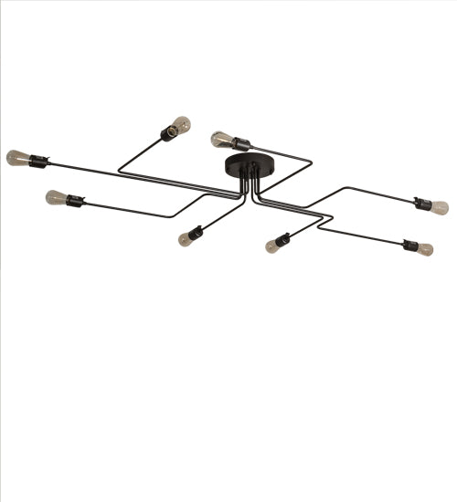 Meyda Lighting PipeDream Alva 79" 8-Light Wrought Iron Flush Mount Light