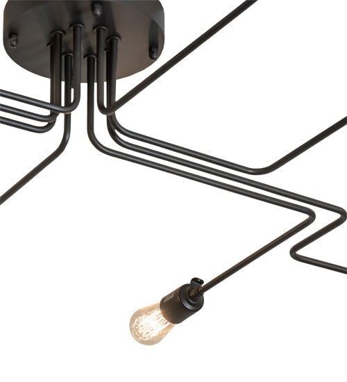 Meyda Lighting PipeDream Alva 79" 8-Light Wrought Iron Flush Mount Light