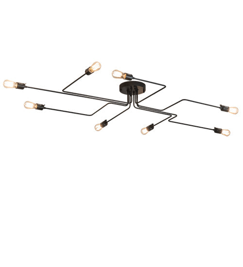 Meyda Lighting PipeDream Alva 79" 8-Light Wrought Iron Flush Mount Light
