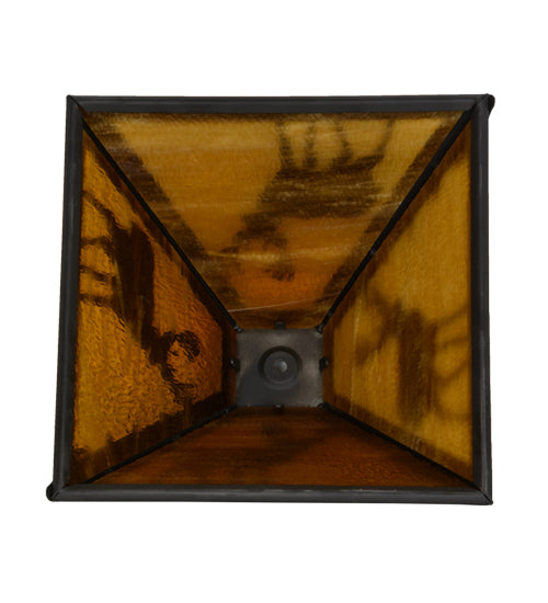 Meyda Lighting Placid Deer 16" Oil Rubbed Bronze Frame With Honey Amber Art Shade Glass