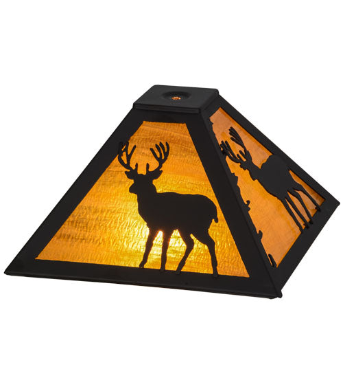 Meyda Lighting Placid Deer 16" Oil Rubbed Bronze Frame With Honey Amber Art Shade Glass