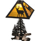 Meyda Lighting Placid Deer 21" 2-Light Oil Rubbed Bronze Table Lamp With Honey Amber Art Shade Glass and Lighted Base