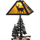Meyda Lighting Placid Deer 21" 2-Light Oil Rubbed Bronze Table Lamp With Honey Amber Art Shade Glass and Lighted Base