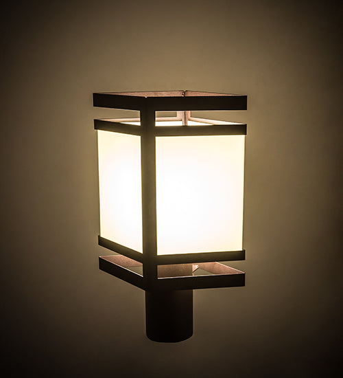 Meyda Lighting Plainview 12" Cafe Noir Outdoor Post Mount Light With Provostone Idalight Shade