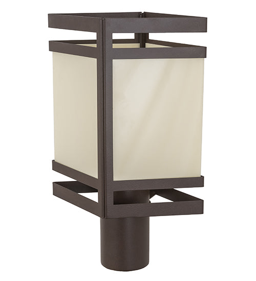 Meyda Lighting Plainview 12" Cafe Noir Outdoor Post Mount Light With Provostone Idalight Shade