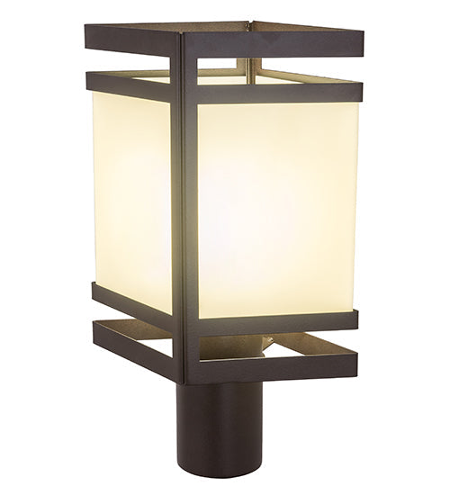 Meyda Lighting Plainview 12" Cafe Noir Outdoor Post Mount Light With Provostone Idalight Shade