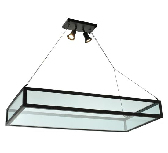 Meyda Lighting Plateau 49" 2-Light Wrought Iron Inverted Pendant Light With Clear Shade Glass