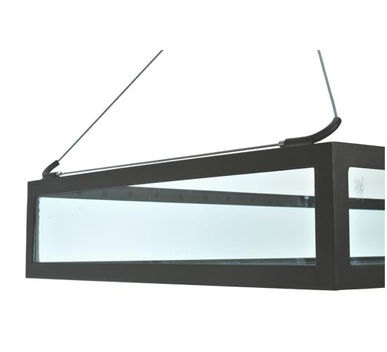 Meyda Lighting Plateau 49" 2-Light Wrought Iron Inverted Pendant Light With Clear Shade Glass