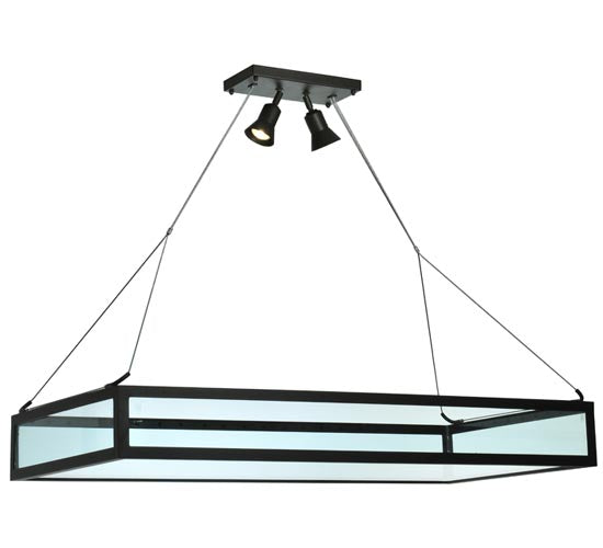 Meyda Lighting Plateau 49" 2-Light Wrought Iron Inverted Pendant Light With Clear Shade Glass