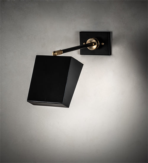 Meyda Lighting Platz 5" Solar Black & Natural Brass Wall Sconce With White Statuario Idalight Shade