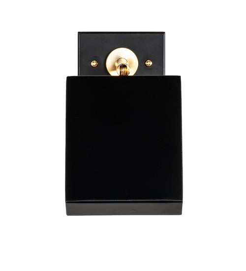 Meyda Lighting Platz 5" Solar Black & Natural Brass Wall Sconce With White Statuario Idalight Shade