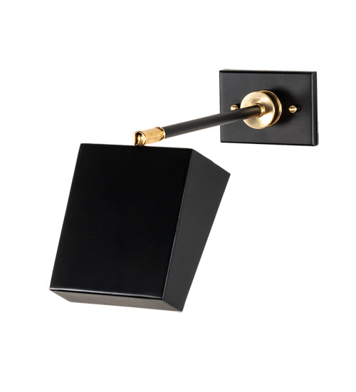Meyda Lighting Platz 5" Solar Black & Natural Brass Wall Sconce With White Statuario Idalight Shade