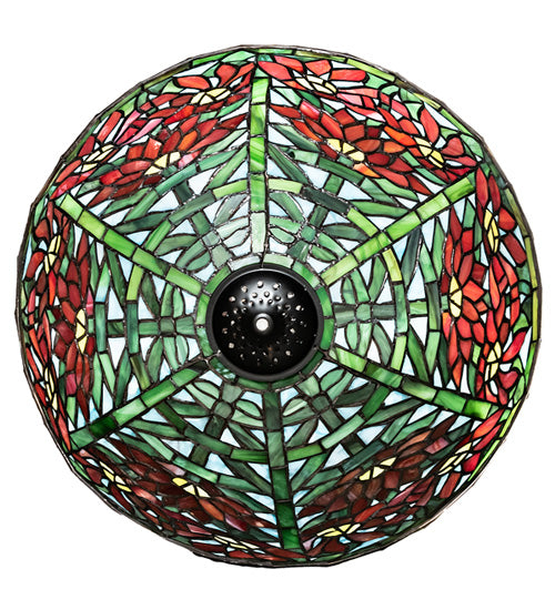 Meyda Lighting Poinsettia 15" Multi-Colored Shade Glass