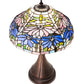Meyda Lighting Poinsettia 18" Mahogany Bronze Fluted Accent Table Lamp With Multi-Colored Shade Glass