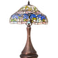Meyda Lighting Poinsettia 18" Mahogany Bronze Fluted Accent Table Lamp With Multi-Colored Shade Glass