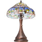 Meyda Lighting Poinsettia 18" Mahogany Bronze Fluted Accent Table Lamp With Multi-Colored Shade Glass