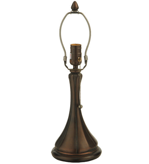 Meyda Lighting Poinsettia 18" Mahogany Bronze Fluted Accent Table Lamp With Multi-Colored Shade Glass